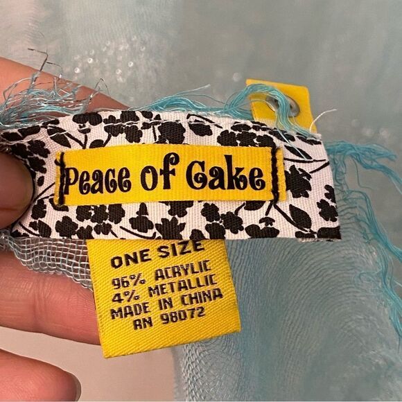 Peace of Cake teal aqua Mermaidcore lightweight coastal gauze scarf 23x72 - Picture 7 of 11